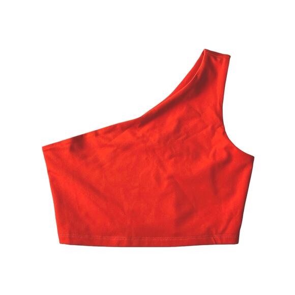 Susana Monaco One Shoulder Crop Top Bright Orange Size S - Picture 2 of 4